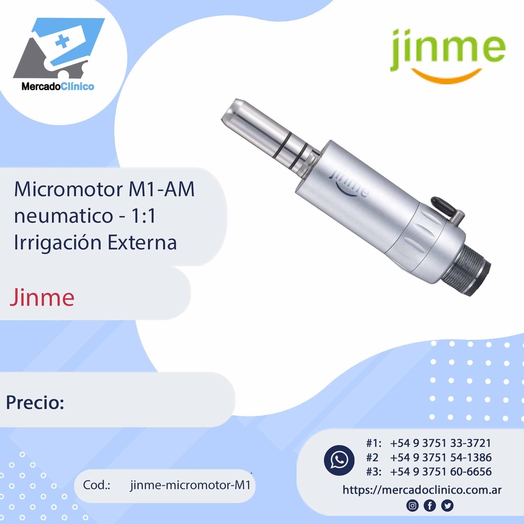 Micromotor neumático 1:1 con irrigación externa - Jinme