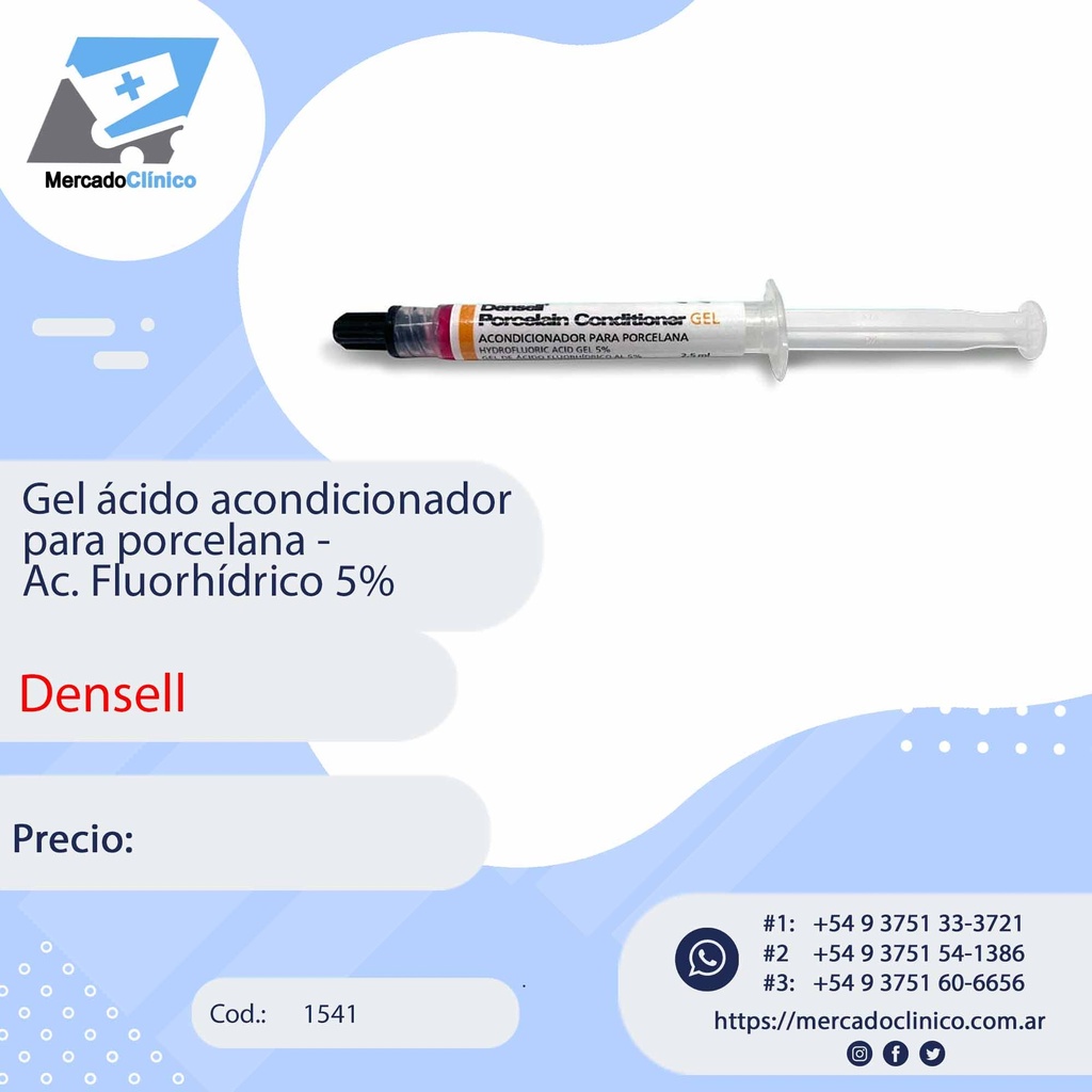 Ácido fluorhídrico 5% Gel p/ porcelana - Densell