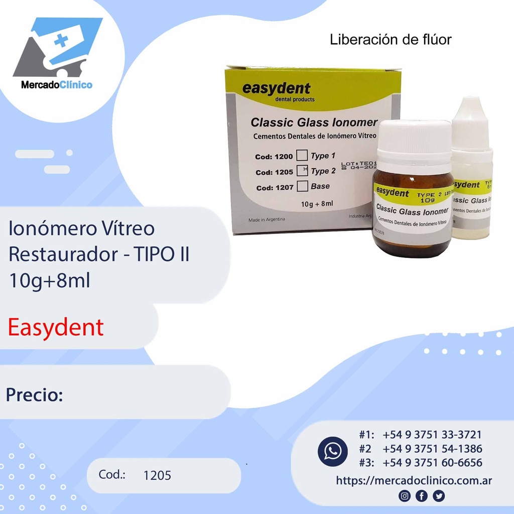 IONOMERO VITREO TIPO II - 10g+8ml - EASYDENT