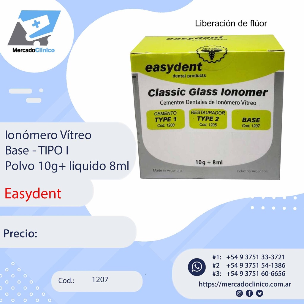 Ionómero Vítreo para Base - 10g+8ml - EASYDENT