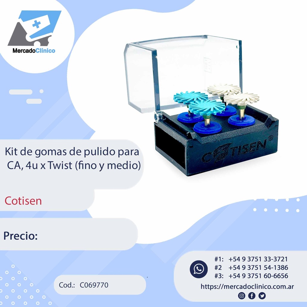 Kit de gomas de pulido para CA, 4u x Twist (fino y medio) - COTISEN