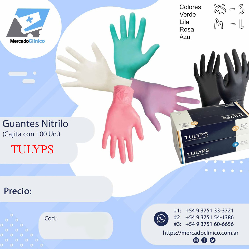 Guantes NITRILO - Cajita X 100 Un - Tulyps