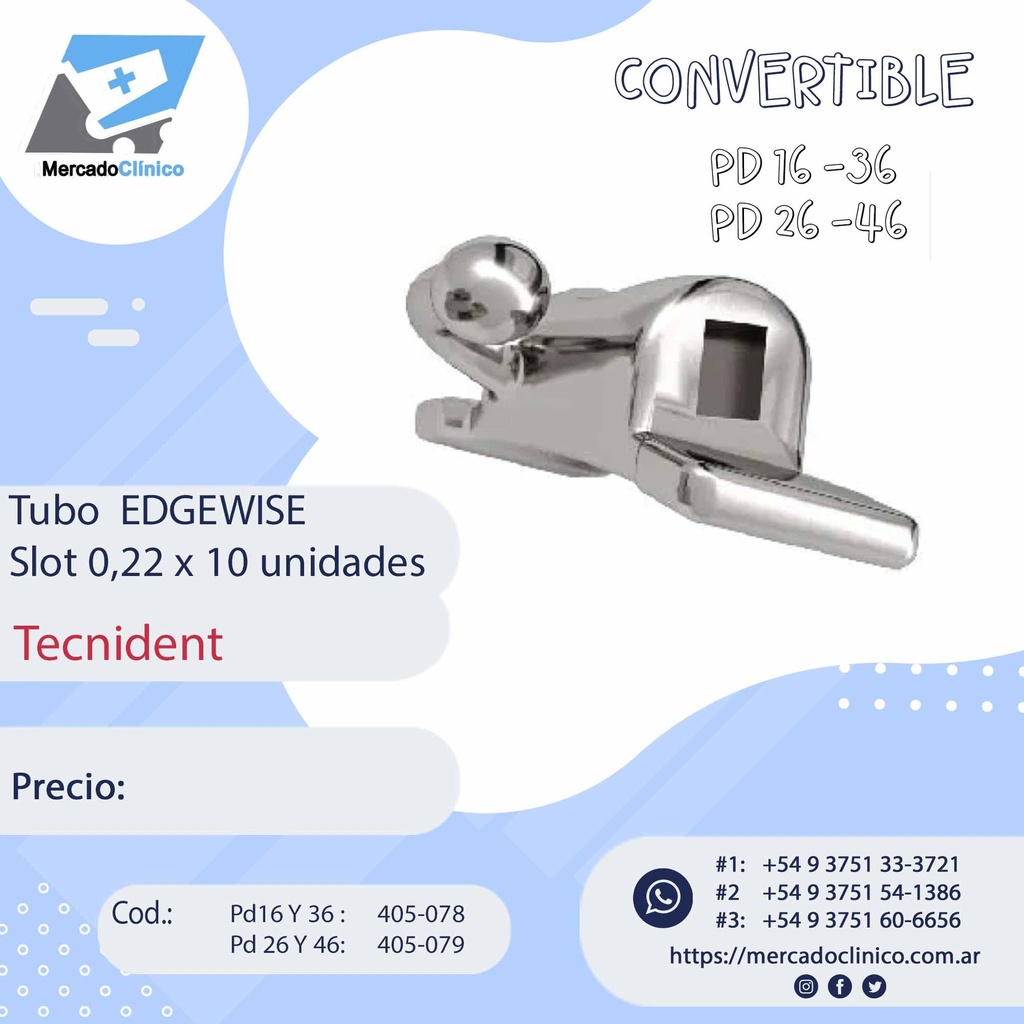 Tubo Edgwise - Ranura 0.22 - para pd 6 - x 10 unidades - Tecnident