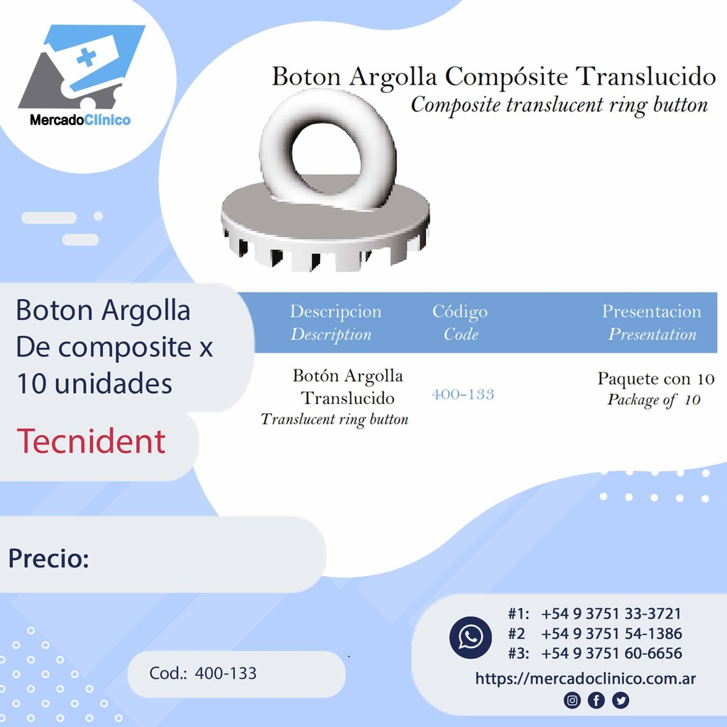 Botón Ojal Cristal - Tecnident