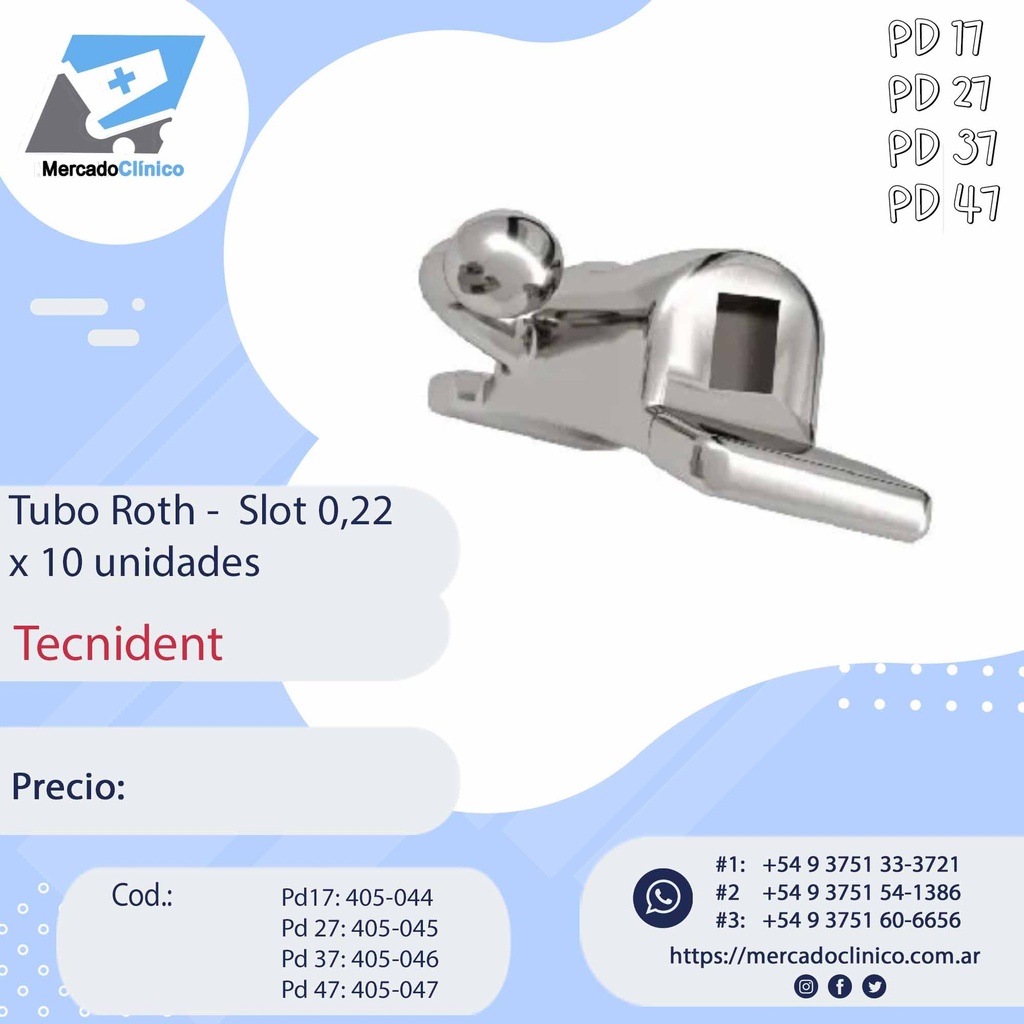 Tubo Roth - Slot 0,22 - para pd 7- x 10 unidades - Tecnident