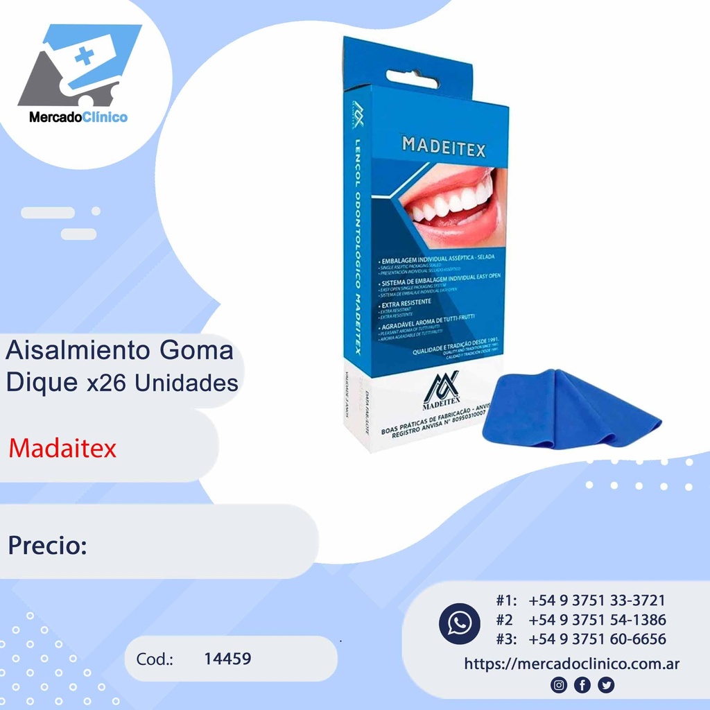 Goma Dique Standard 13x13 x26u. Madeitex