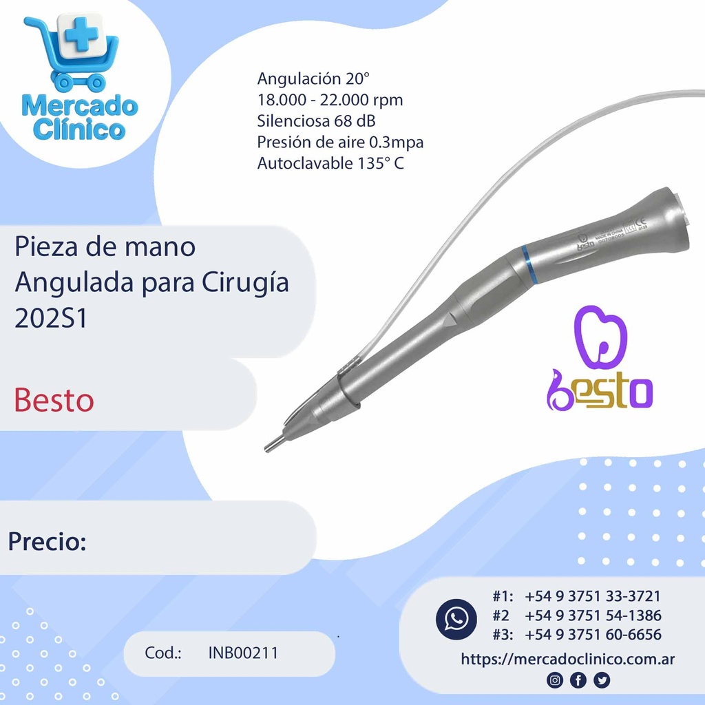 Pieza de mano Angulada para Cirugía 202S1 - Besto