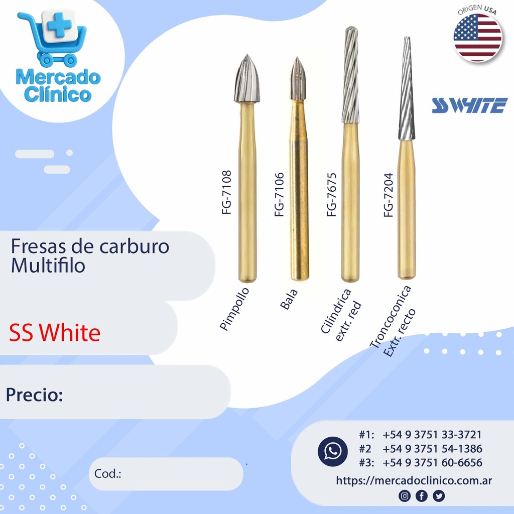 Fresa de Carburo Multifilo - SS White