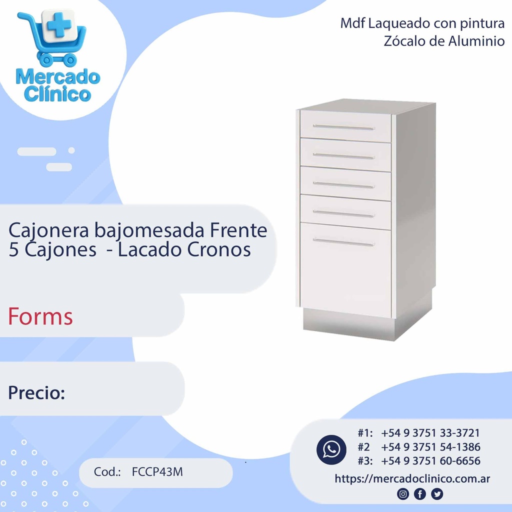 Cajonera bajomesada Frente 5 Cajones  - Lacado Cronos - Forms