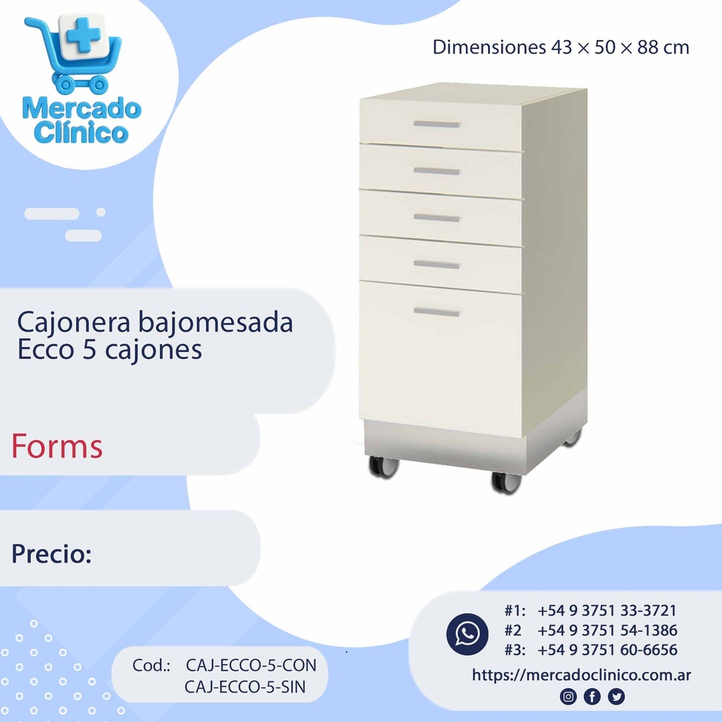 Cajonera bajomesada  Ecco 5 cajones- Forms