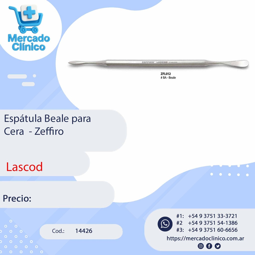 Espátula Beale para Cera  - Zeffiro - Lascod