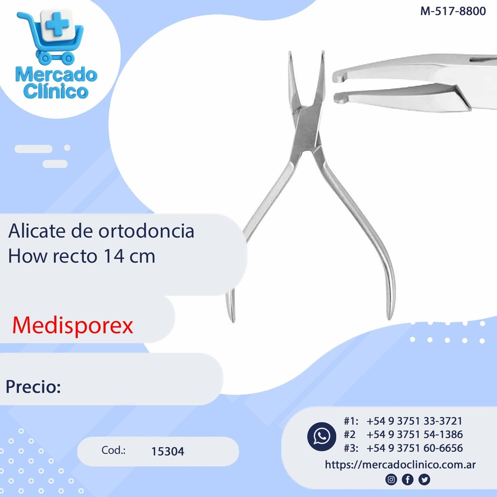Alicate de ortodoncia How recto 14 cm - Medisporex