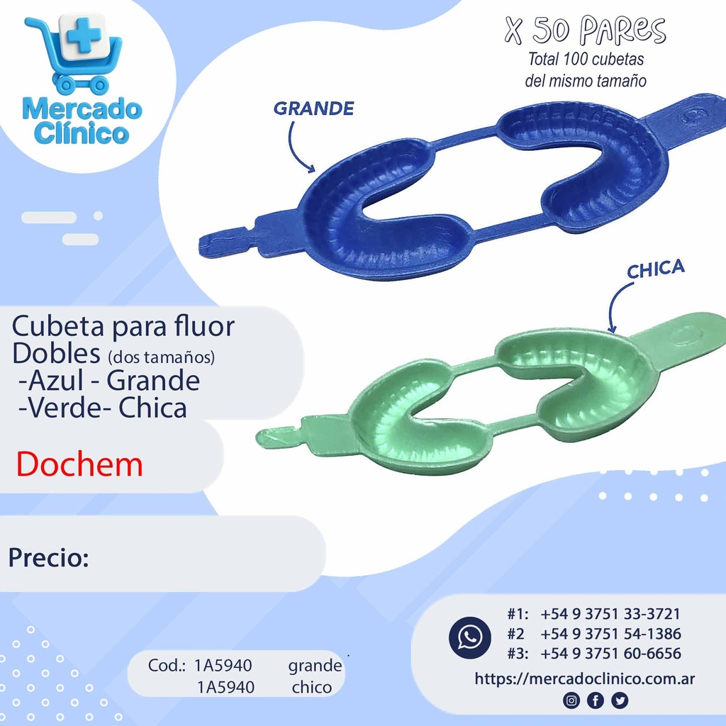 Cubeta Fluor doble - descartable X 50 UNIDADES - Dochem