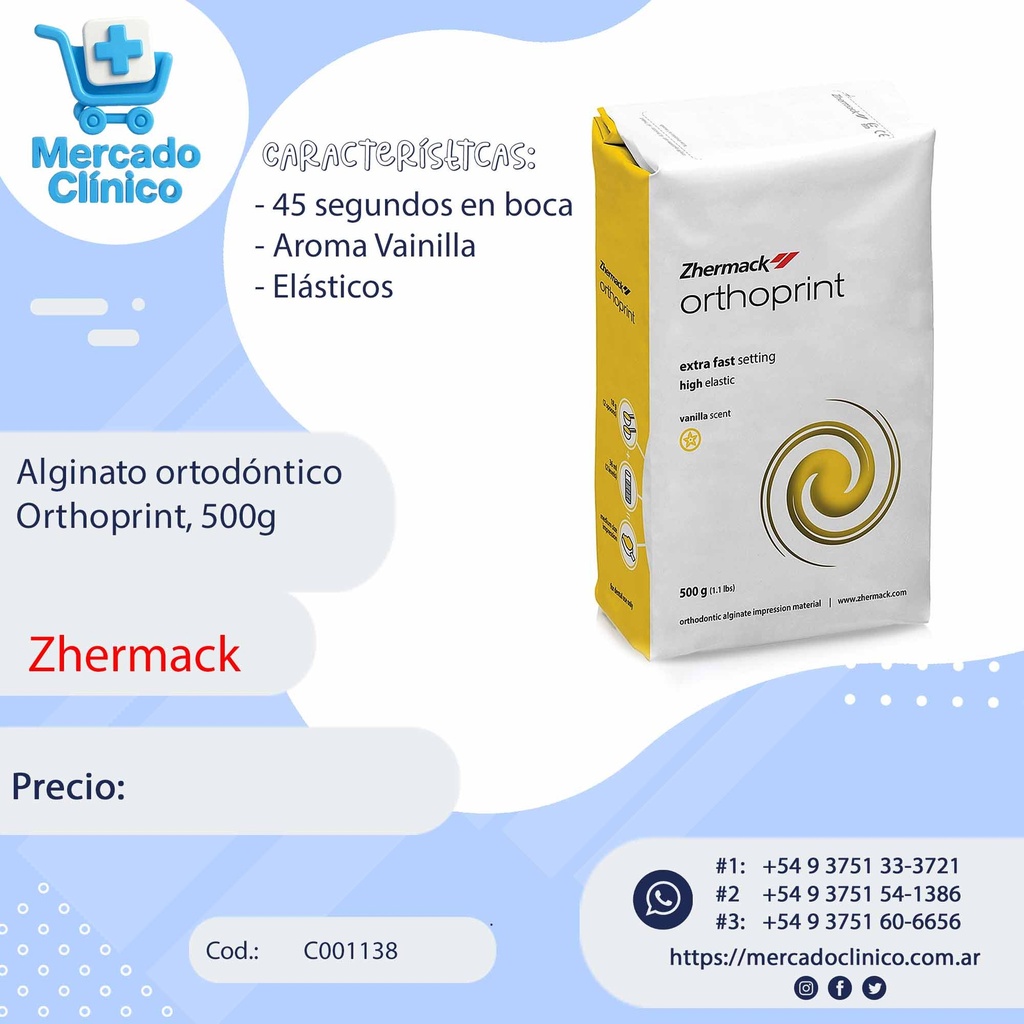 Alginato ortodóntico  Orthoprint, 500g - Zhermack