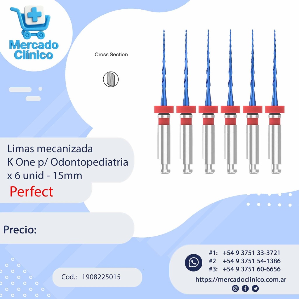 Limas mecanizada  K One x 6  de 15mm - Perfect