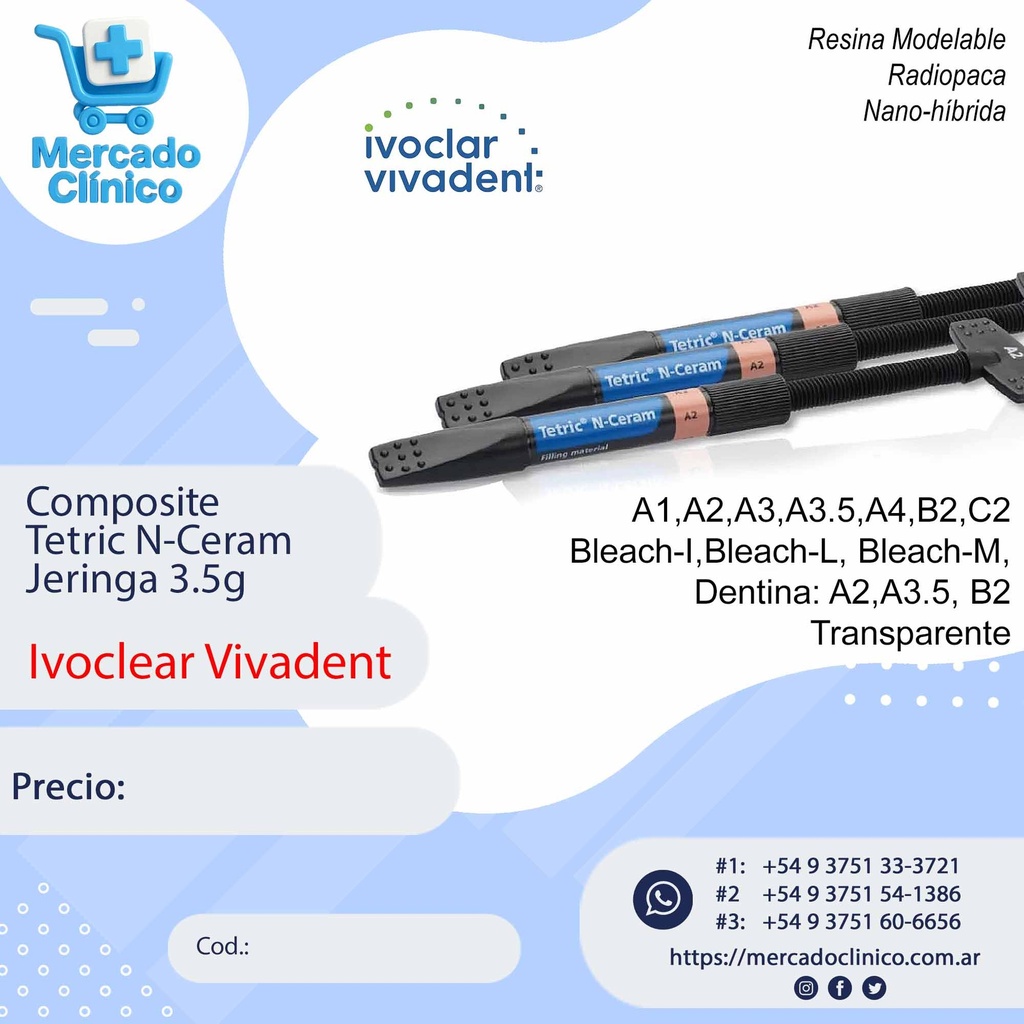 Composite  Tetric N-Ceram Jeringa 4g - Ivoclear Vivadent