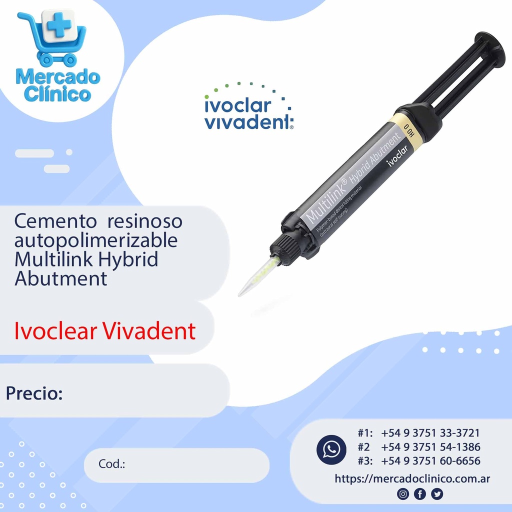 Cemento  resinoso autopolimerizable  Multilink Hybrid  Abutment - Ivoclear Vivadent