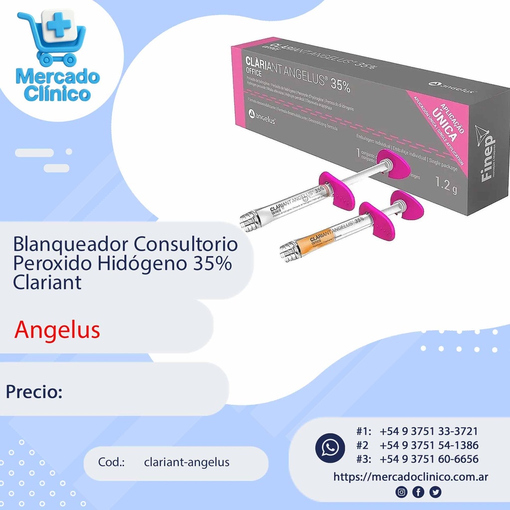 Blanqueador Consultorio Peróxido Hidrógeno 35% Clariant - Angelus