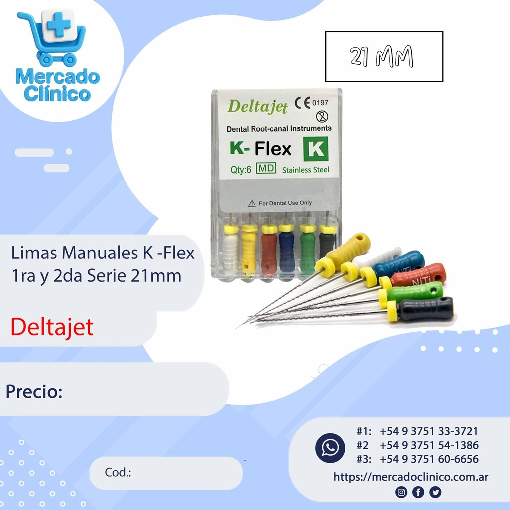 Limas Manuales K -Flex 1ra y 2da Serie 21mm - En Ac Inox- Deltajet