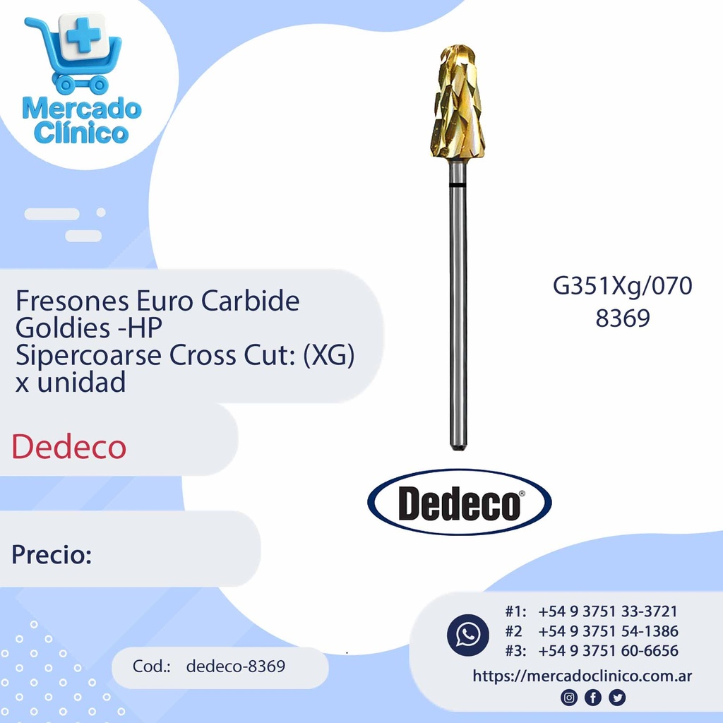 Fresones Euro Carbide Goldies -HP  Supercoarse Cross Cut: (XG) x unidad - Dedeco