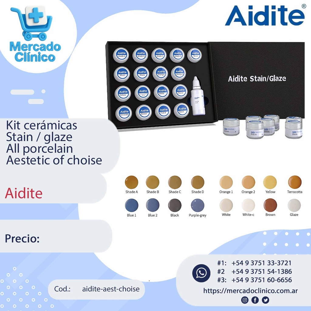 Kit cerámicas Stain / glaze All porcelain  Aesthetic of choise - Aidite