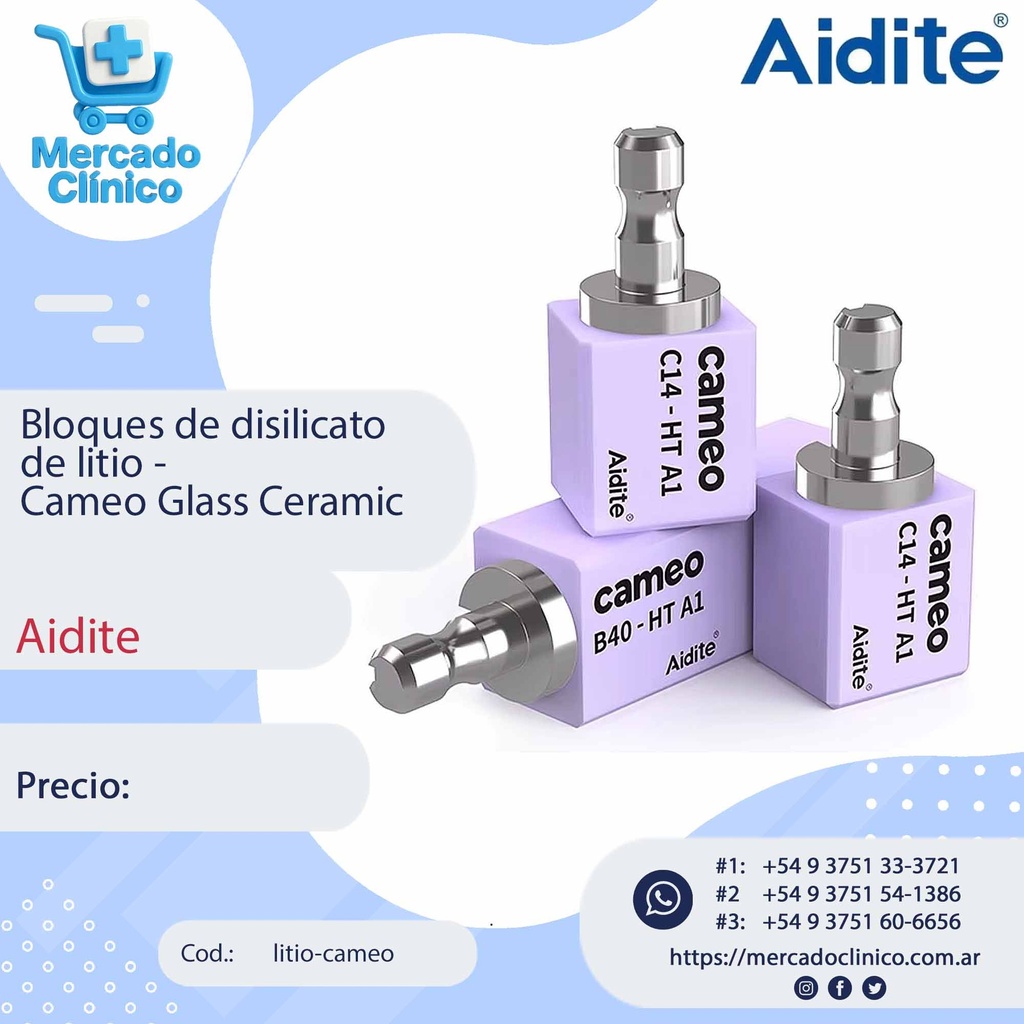 Bloques de disilicato de litio -  Cameo Glass Ceramic - Aidite