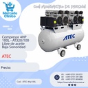 Compresor 4HP 80L - AT240/80  Libre de aceite Baja Sonoridad - ATEC