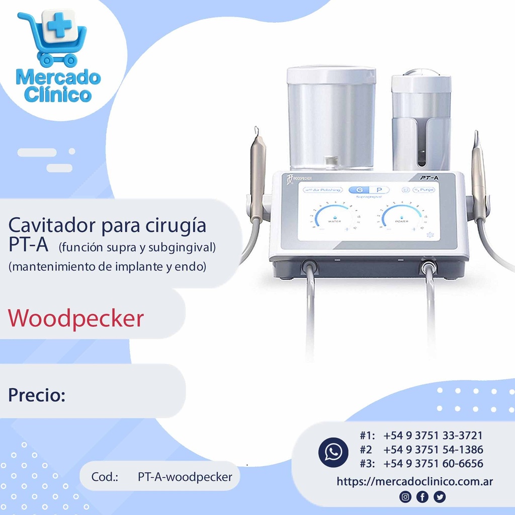 Cavitador para cirugía PT-A  (función supra y subgingival) (mantenimiento de implante y endo) - Woodpecker