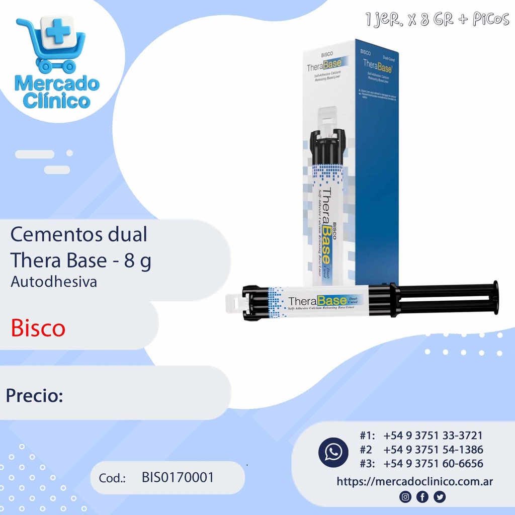 Cementos dual  Thera Base - 8 g Autodhesiva - Bisco