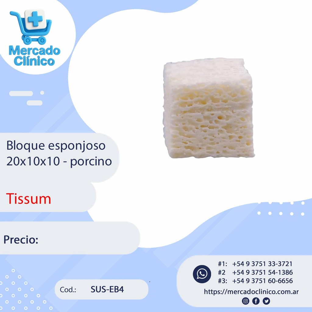 Bloque esponjoso 20x10x10 - porcino - Tissum