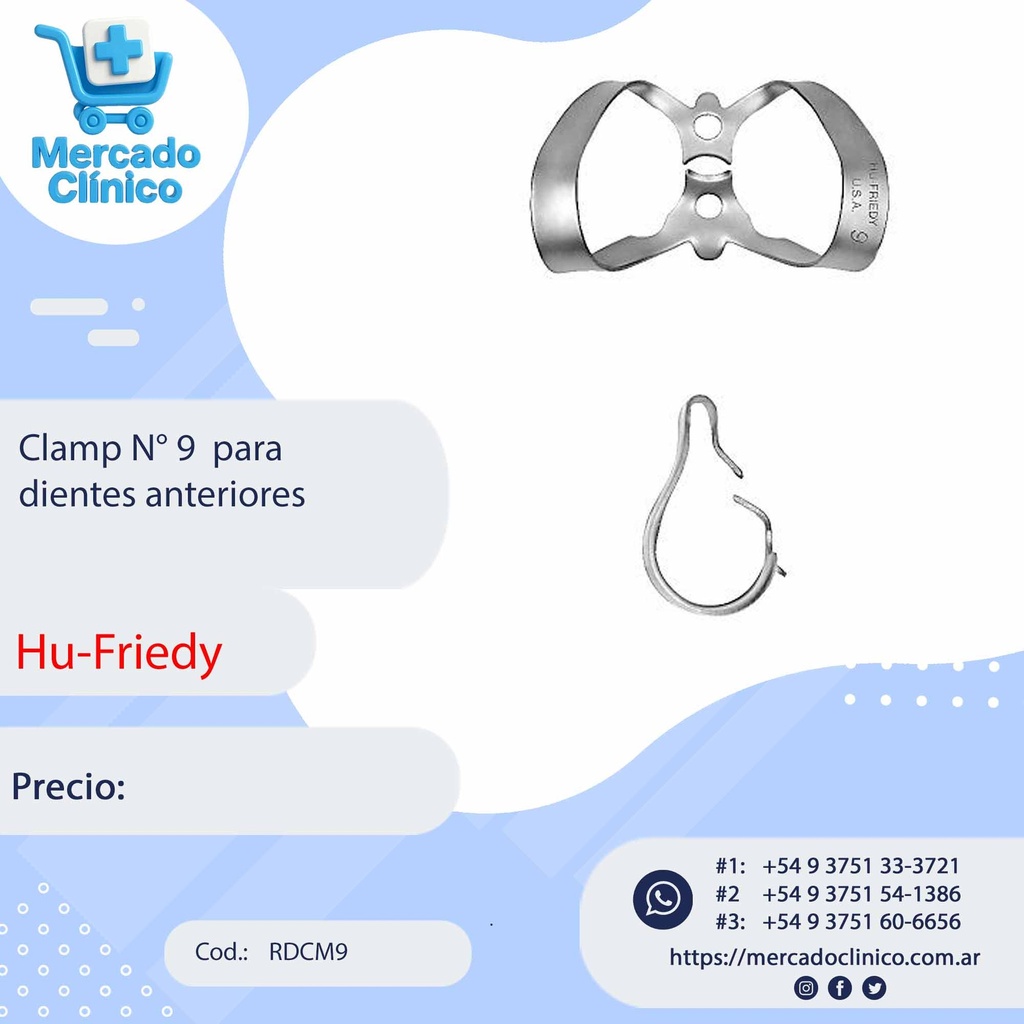 Clamp N° 9  para dientes anteriores - Hu-Friedy