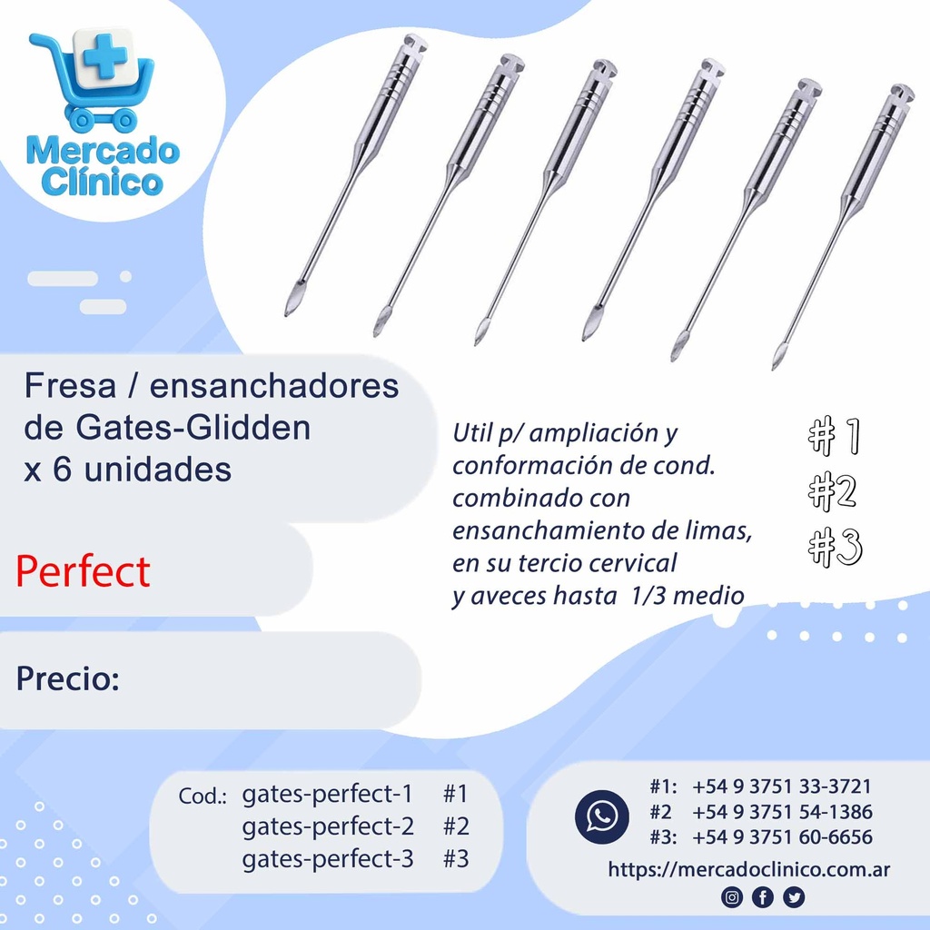 Fresa / ensanchadores de Gates Glidden - x 6 unidades - Perfect