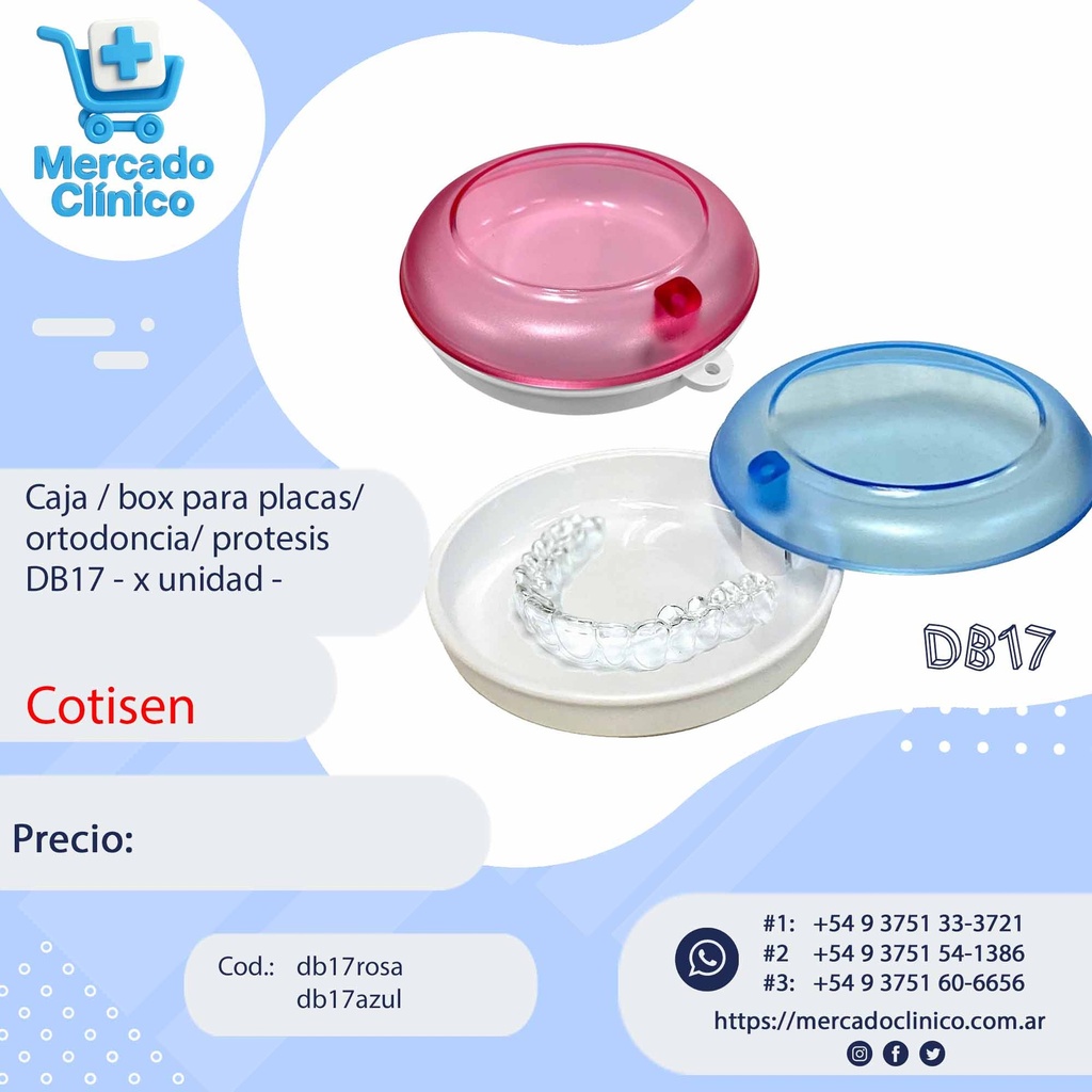 Caja / box para placas/ ortodoncia/ protesis con espejo DB17 - x unidad -  Cotisen