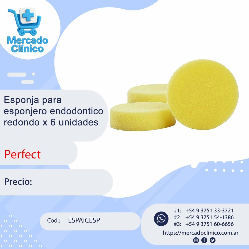 Esponja para esponjero endodontico redondo x 6 unidades - Perfect