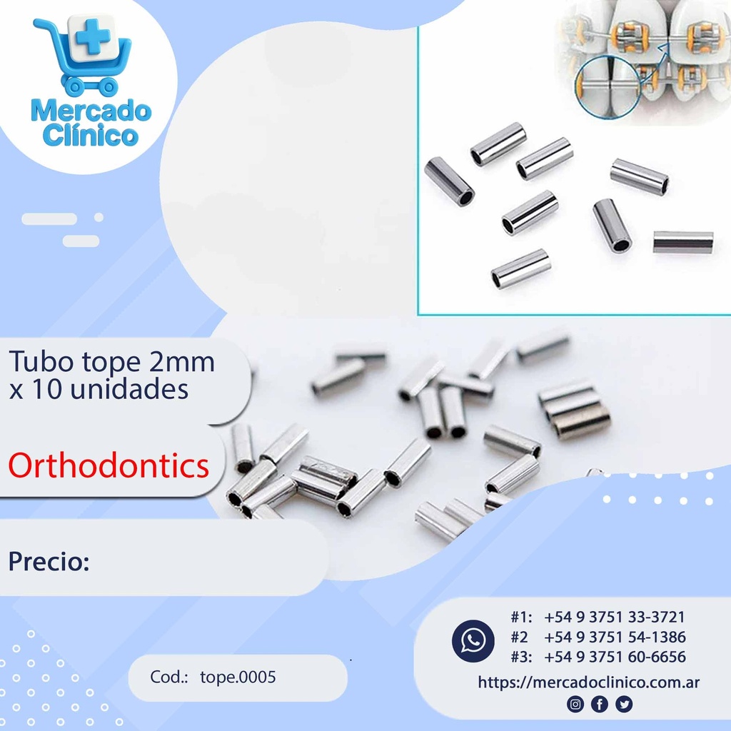 Stop / tubo tope de 2mm - 10 unidades - Orthodontics