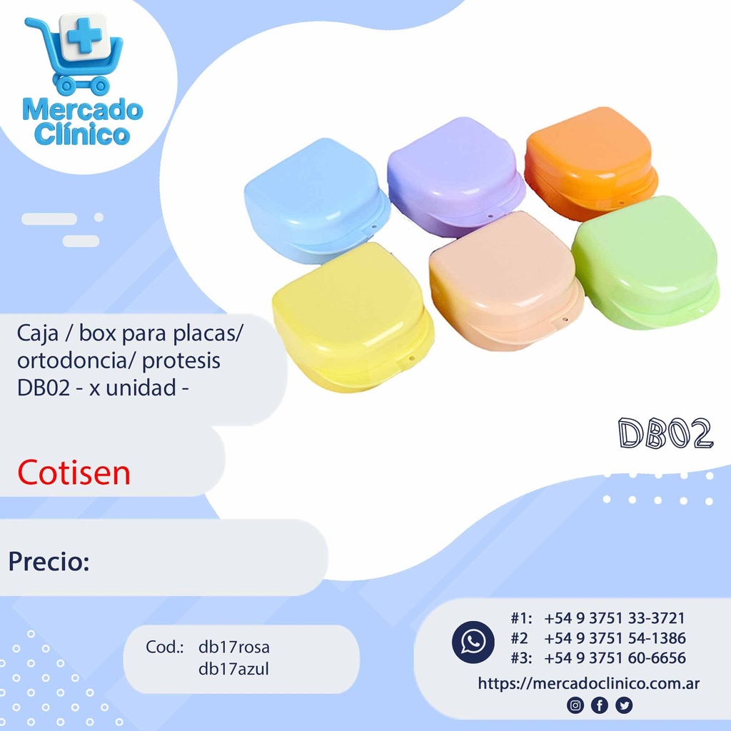 Caja / box para placas/ ortodoncia/ protesis sin espejo DB02 - x unidad -  Cotisen