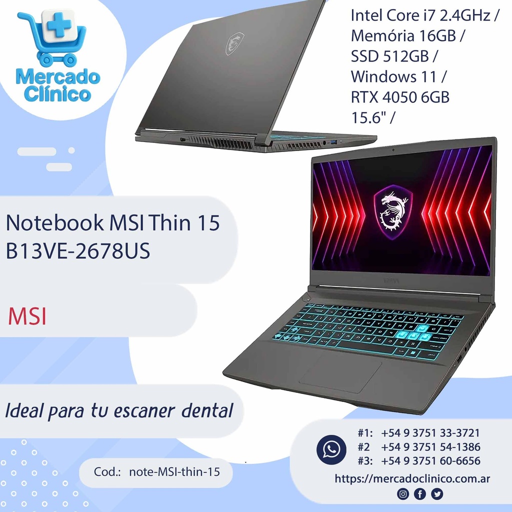 Notebook MSI Thin 15 B13VE-2678US  - MSI