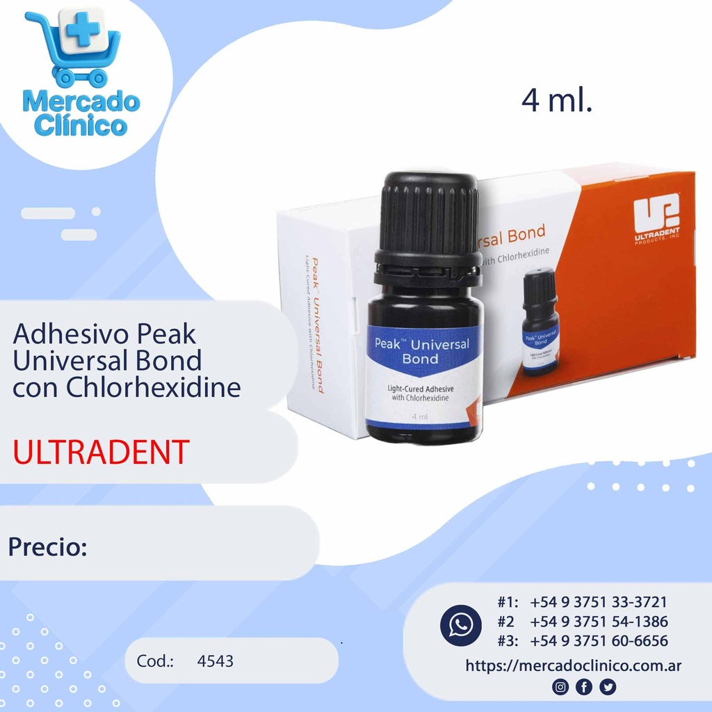 Adhesivo Fotocurable Peak Universal Bond con Chlorhexdina - ULTRADENT