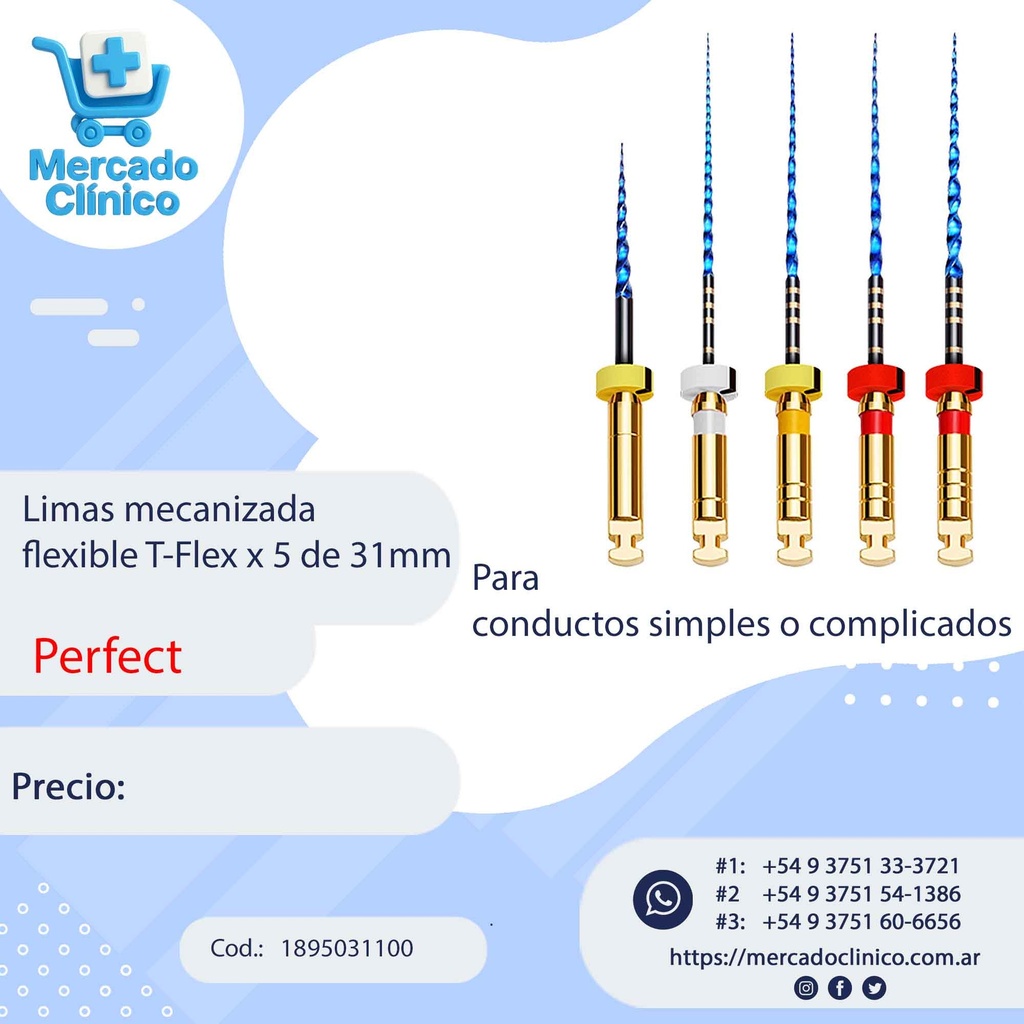 Limas mecanizada  flexible T-Flex x 5 de 31mm - Perfect