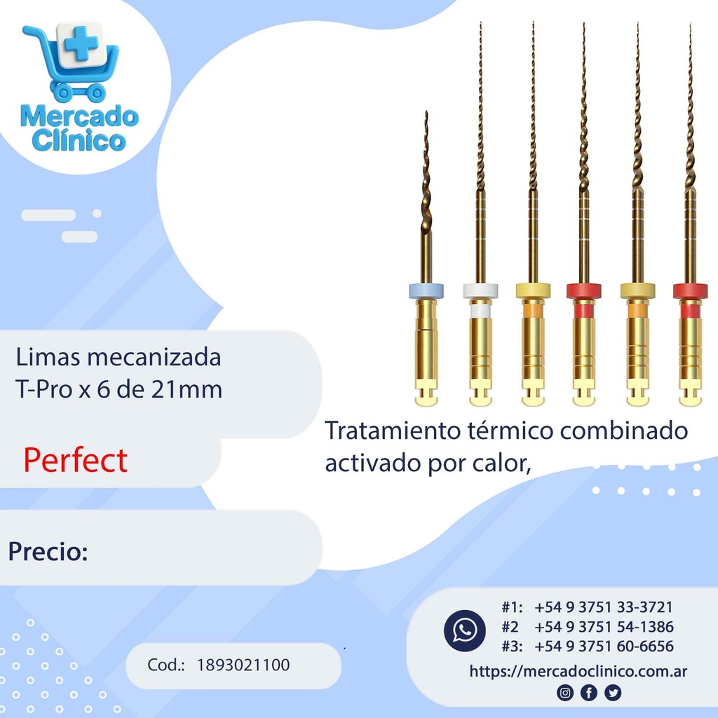Limas mecanizada  T-Pro x 6 de 21mm - Perfect