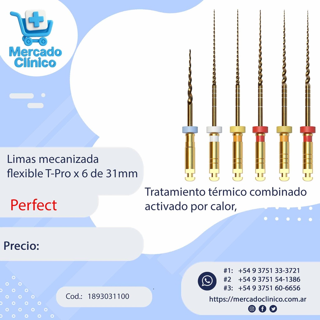 Limas mecanizada  flexible T-Pro x 6 de 31mm - Perfect