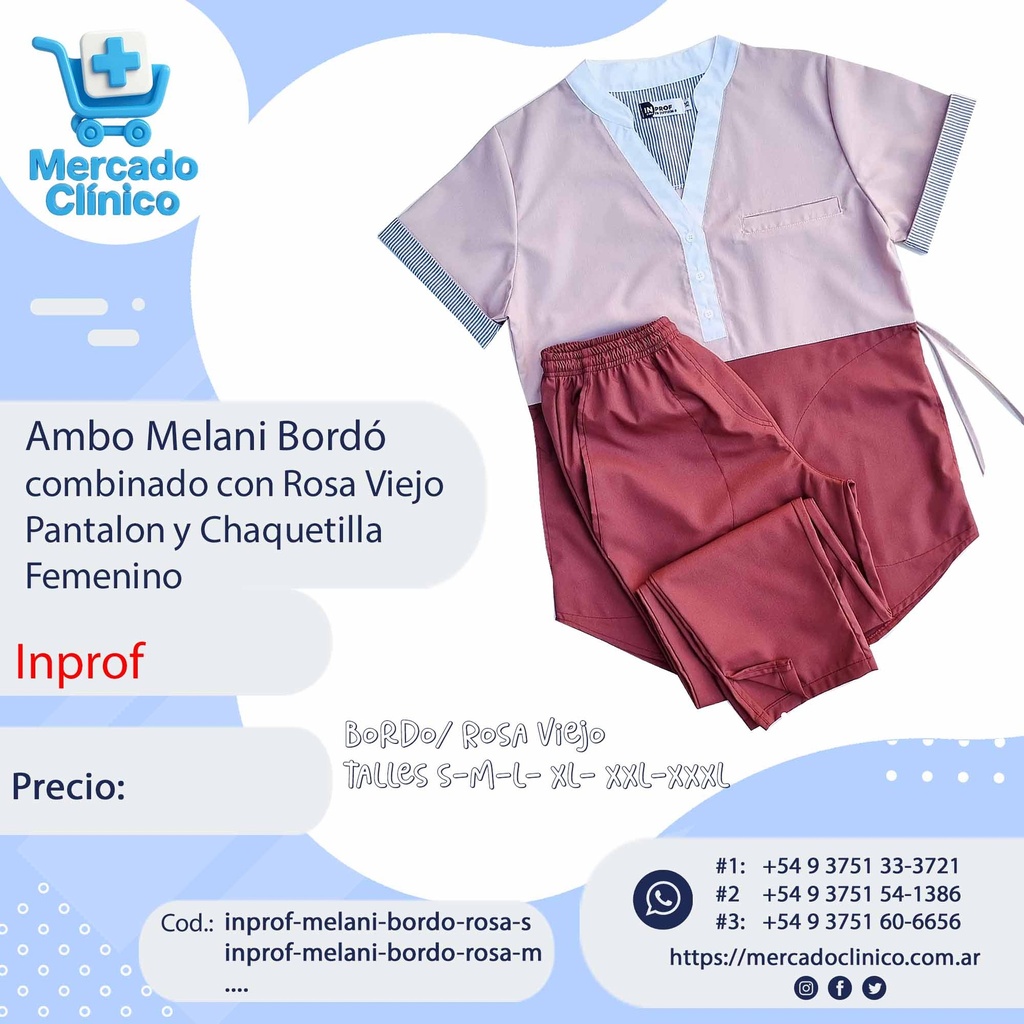 Ambo Melani Bordó - Pantalón y Chaquetilla - Femenino - Inprof
