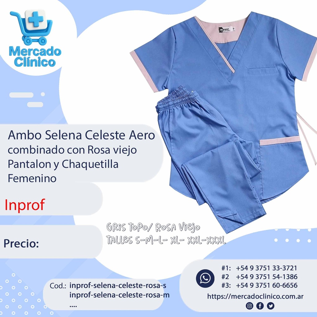 Ambo Selena Celeste aero - Pantalón y Chaquetilla - Femenino - Inprof