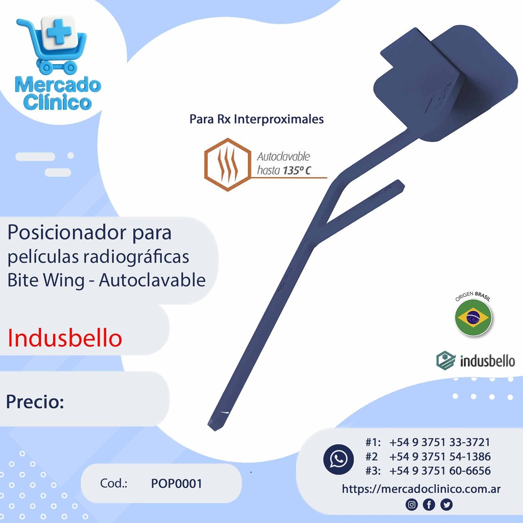 Posicionador para películas radiográficas  Bite Wing - Autoclavable - Indubello