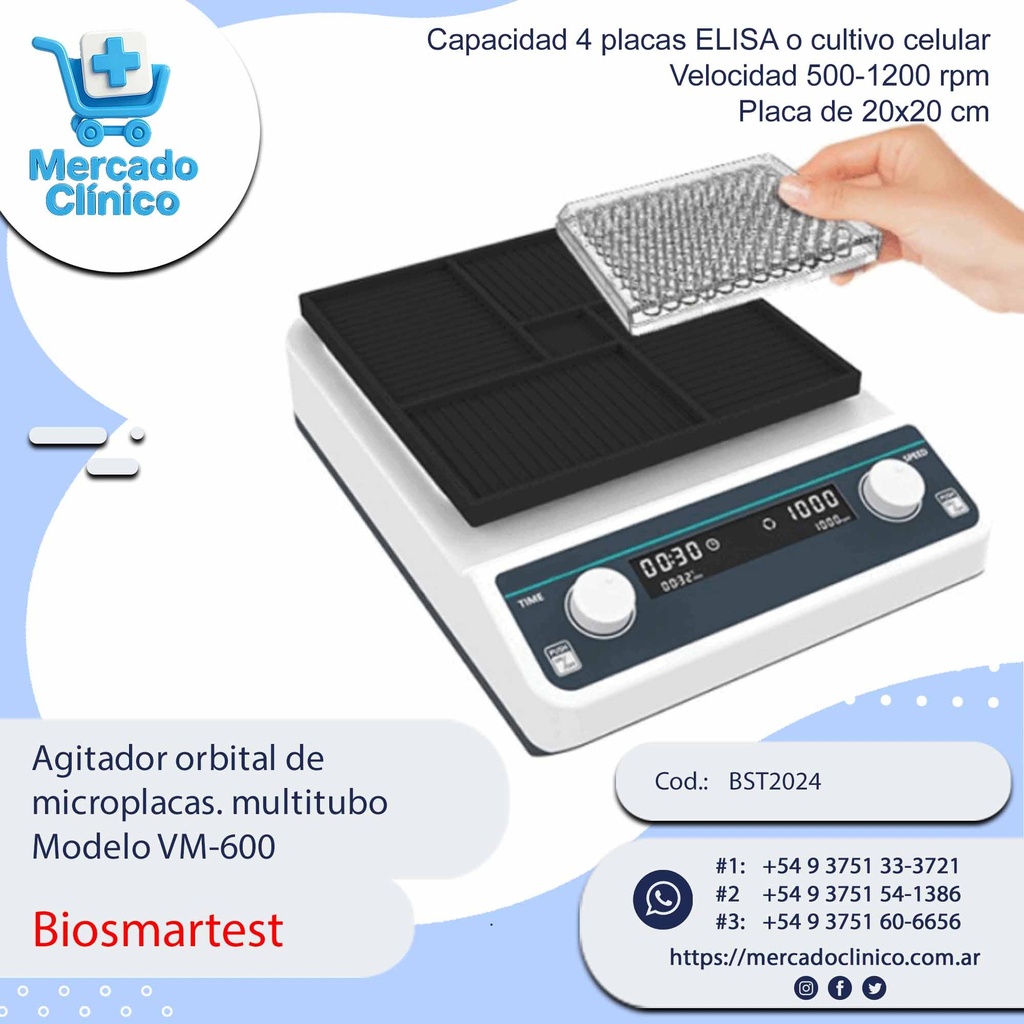 Agitador orbital de  microplacas. multitubo  Modelo VM-600 - Biosmartest