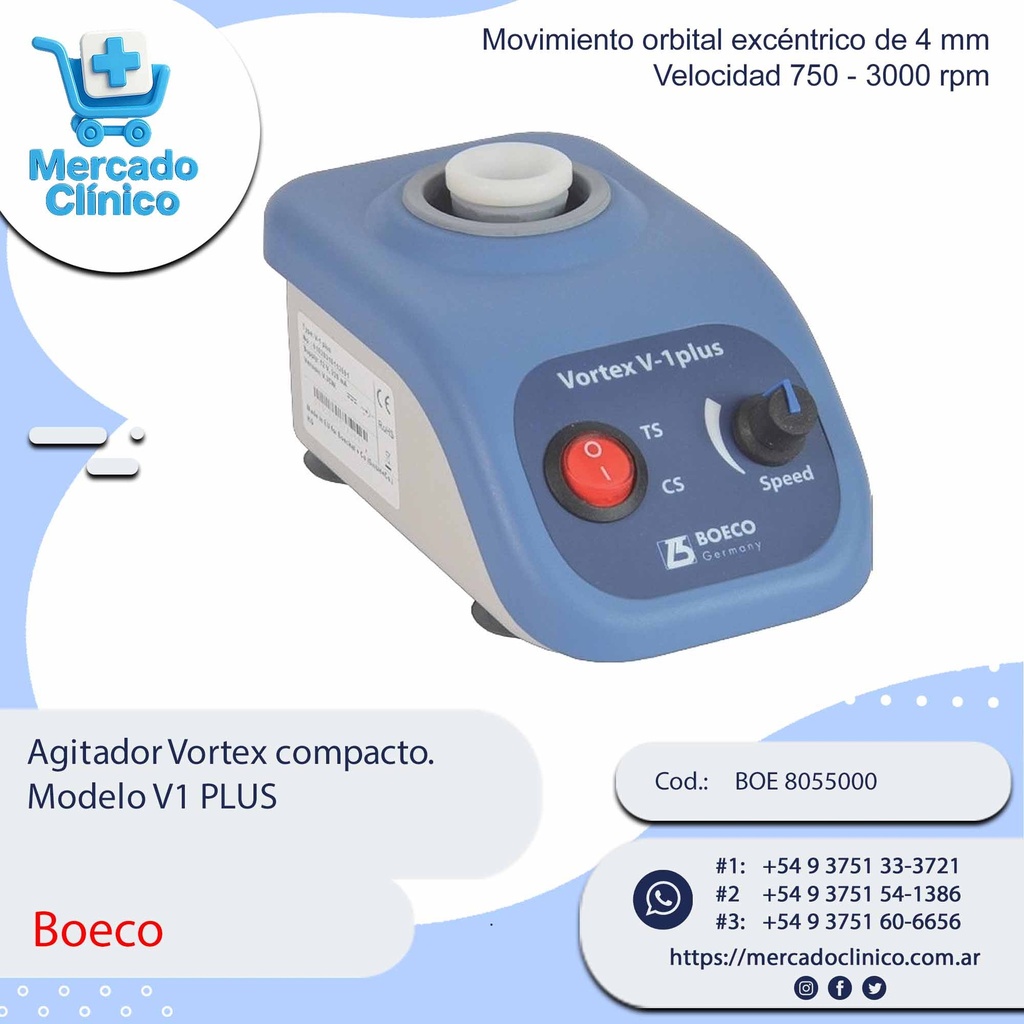 Agitador Vortex compacto. Modelo V1 PLUS - Boeco