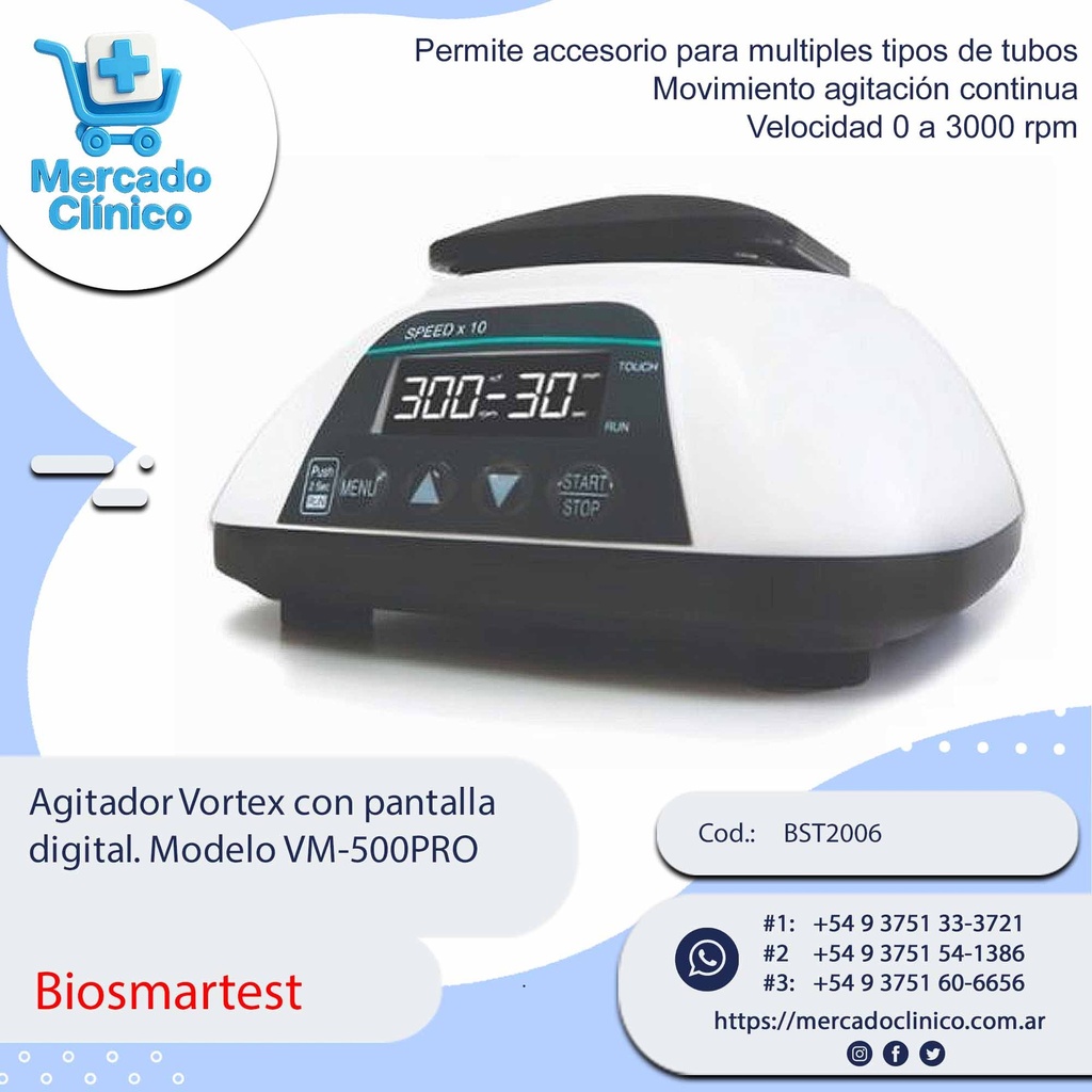 Agitador Vortex con pantalla  digital. Modelo VM-500PRO - Biosmartest