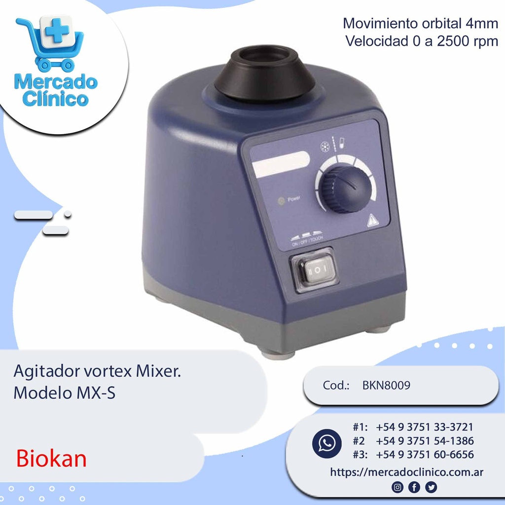 Agitador vortex Mixer.  Modelo MX-S -Biokan