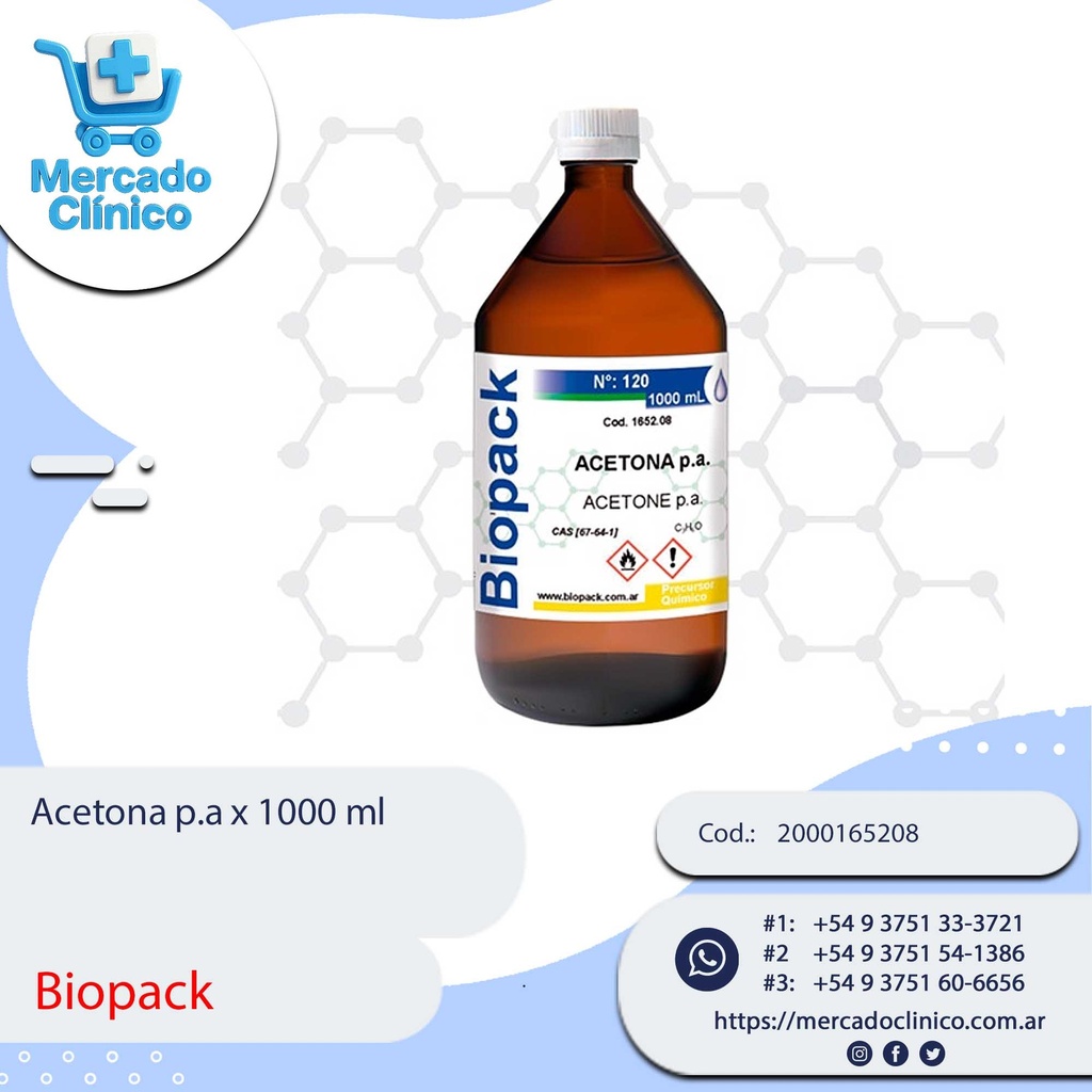 Acetona p.a x 1000 ml - Biopack