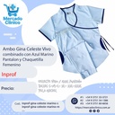 Ambo Gina Celeste Vivo  combinado con Azul Marino Pantalon y Chaquetilla  Femenino - Inprof